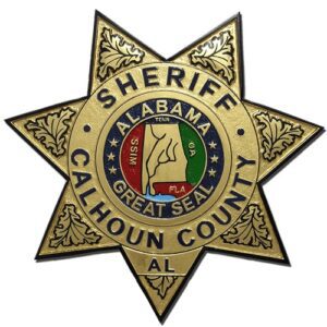 Calhoun County Alabama Sheriff's Department replica wooden badge plaque