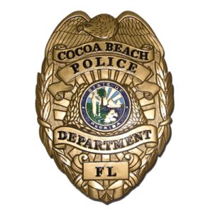 Cocoa Beach Police Department replica wooden badge plaque