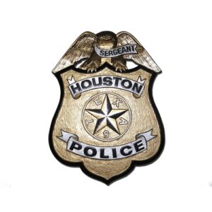 Houston Police Officer replica wooden badge plaque