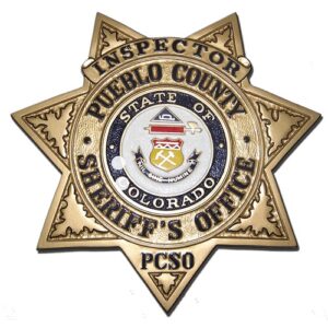 Pueblo County Sheriff's Office replica wooden badge plaque