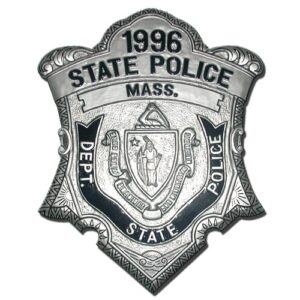 Massachusetts State Police Officer replica wooden badge plaque