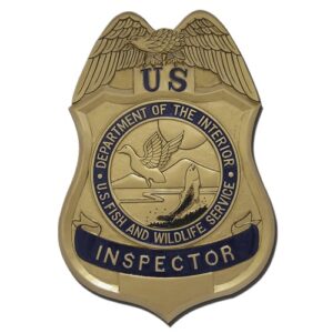 U.S. Fish & Wildlife Service Inspector replica wooden badge plaque