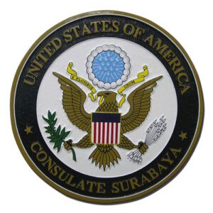 U.S. Surabaya Embassy Consulate Official Seal Plaque